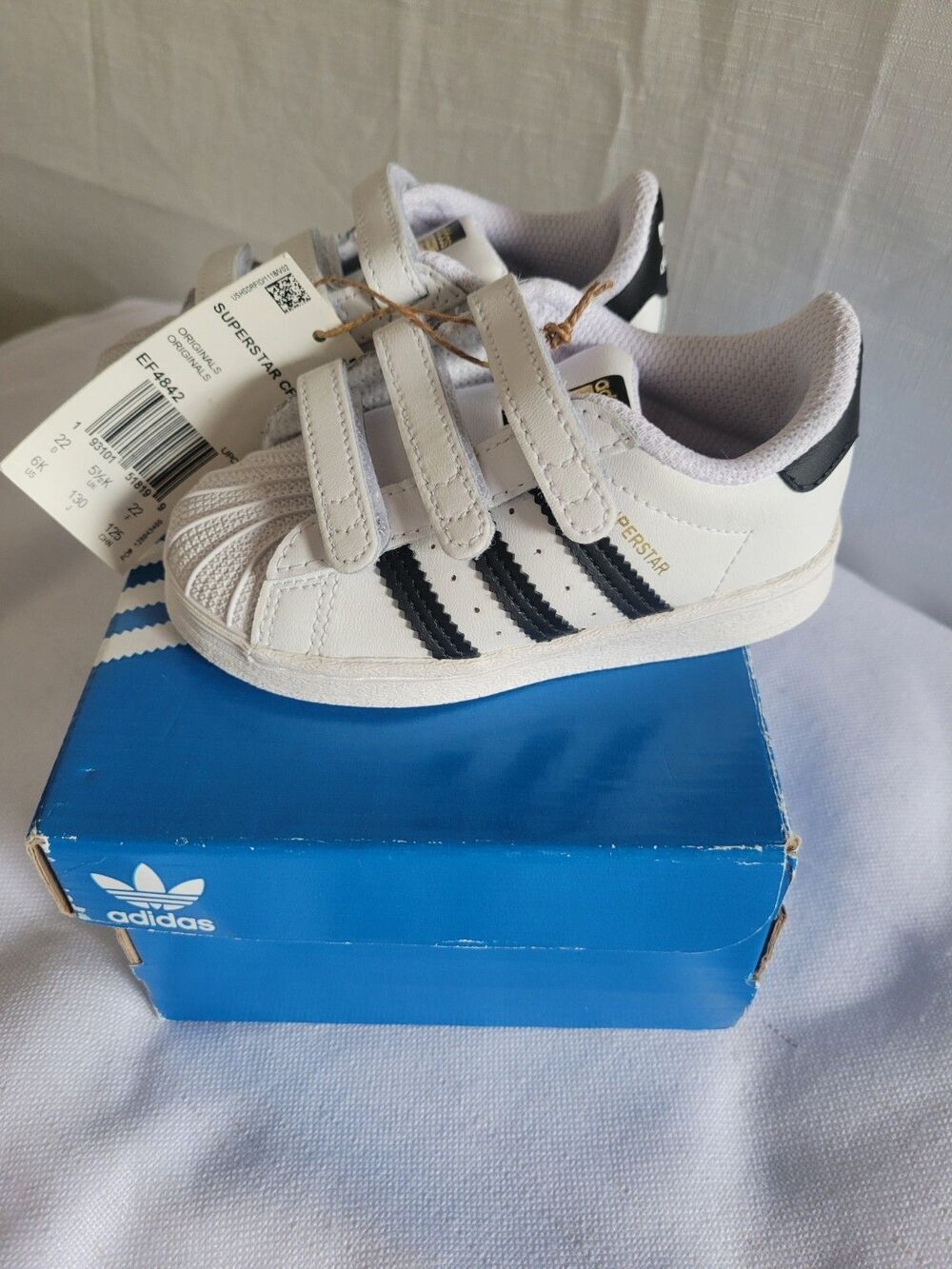 Adidas Superstar CF Toddler's Shoes Cloud Withe-Core Black EF4842 Size 6K
